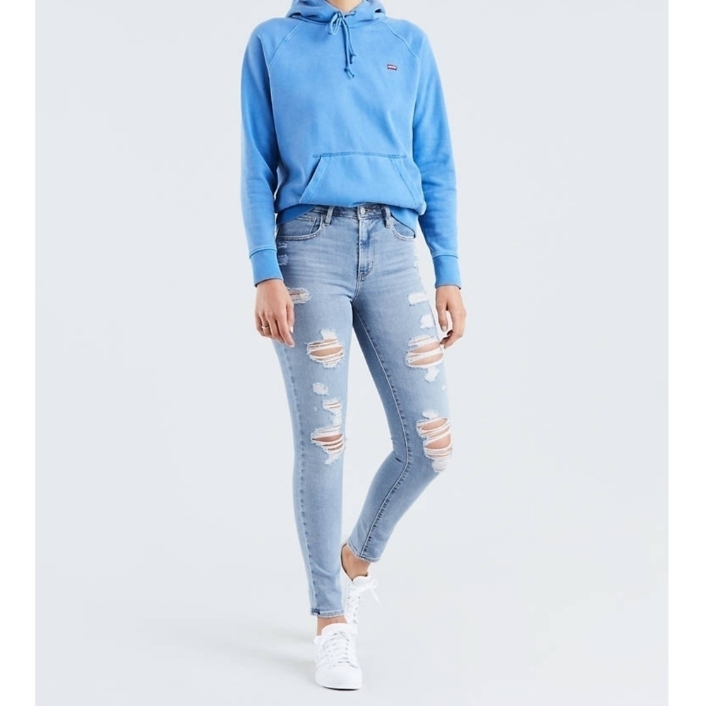 Levi's Light Wash Distressed High-Rise Skinny Jeans 721